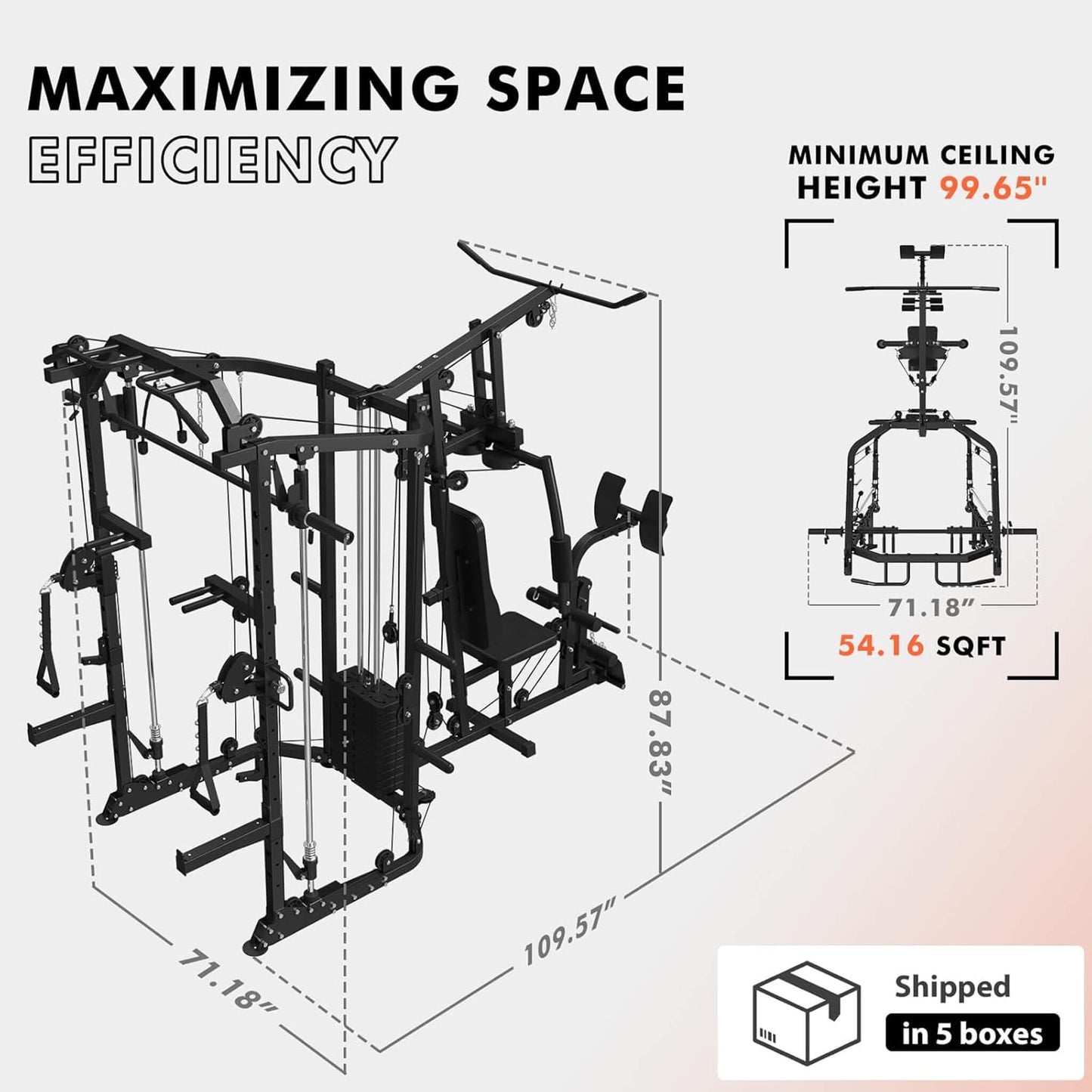Rovix Dual Station Smith Machine With Cable Crossover Home Gym (SAK24079)